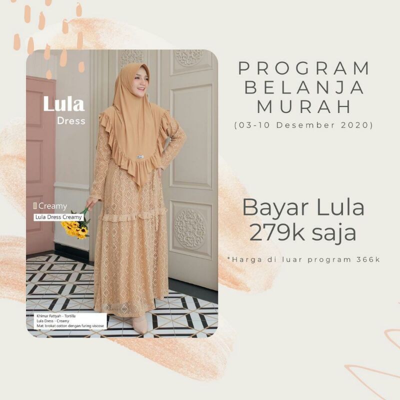 Lula Dress by Urfimutiyaro | Gamis brokat furing rayon adem pesta gaun