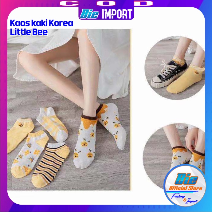 Kaos Kaki Korea Wanita Motif Little Bee Impor Best Seller