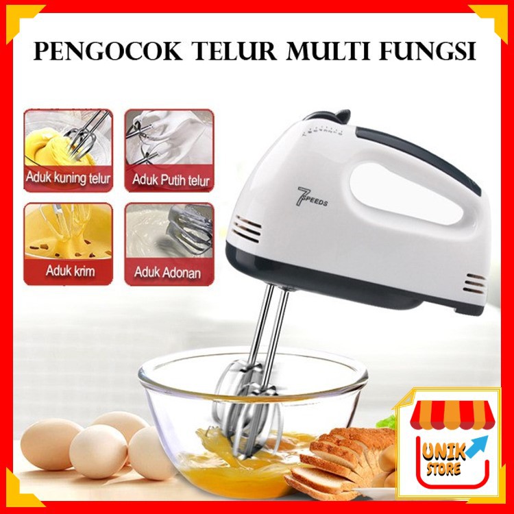UNIK - H683 Hand Mixer Pengaduk Kue Mixer Mini Multi Fungsi Mixer Roti / Mixer 7 Speeds /