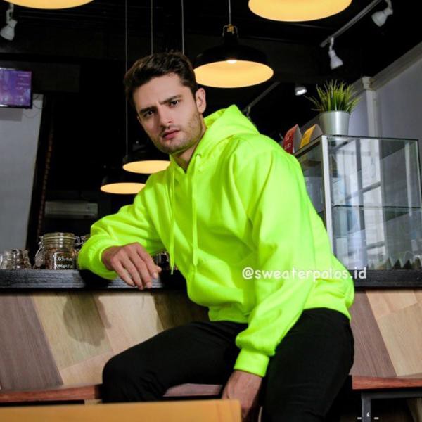 Model Terkini 0N7D9 JAKET HOODIE JUMPER HIJAU NEON/HIJAU STABILO WANITA SIZE S - XXL POLOS 91 Terlak