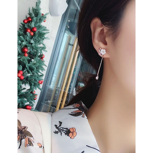 Anting Tusuk LRC Anting Tusuk Fashion Rose Gold Silver Shell: Small Flowers