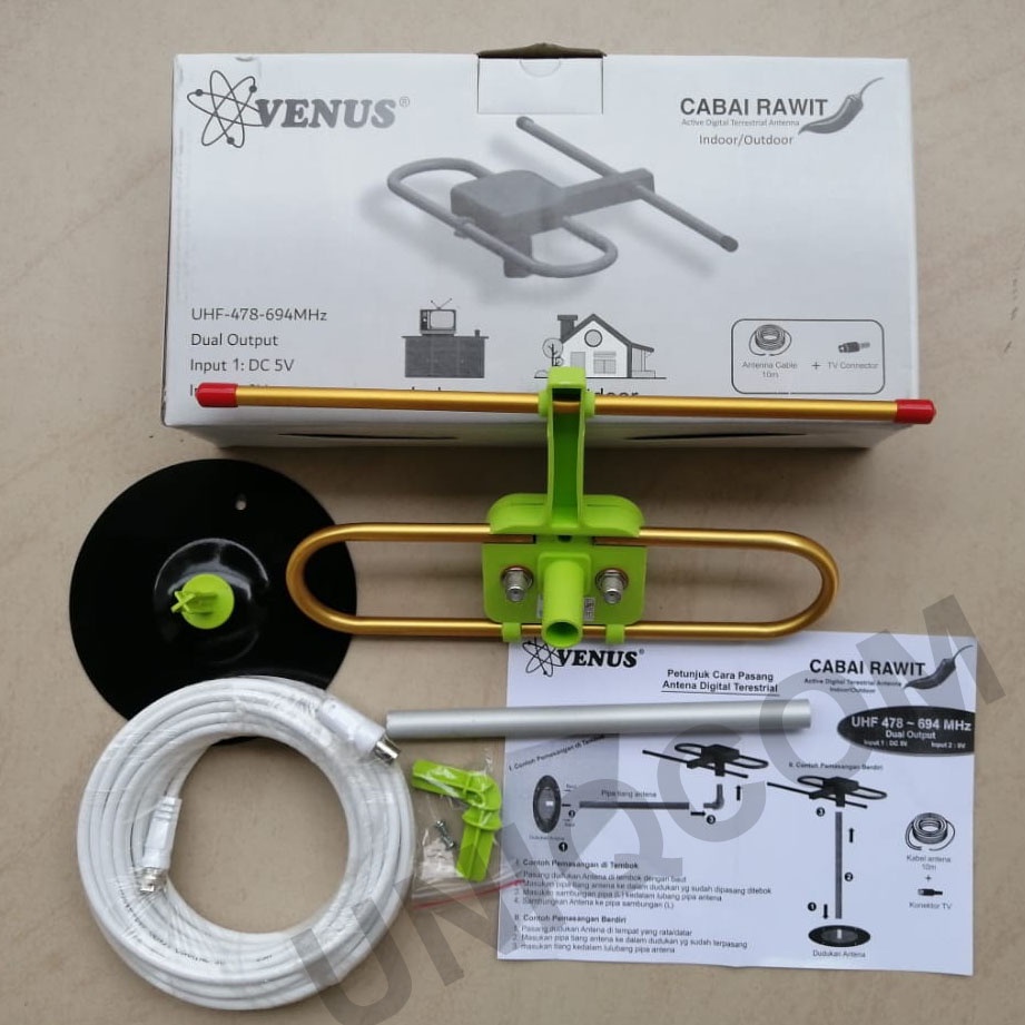 Antena TV Digital Indoor Outdoor Venus Cabai Rawit  2 Output