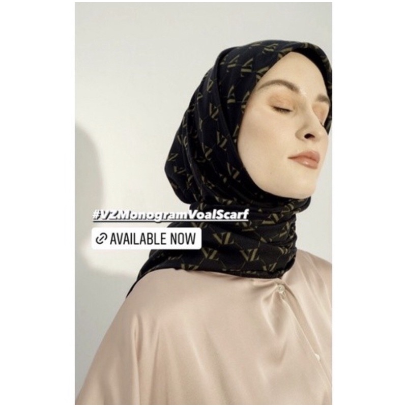 Monogram voal scarf black - Vivi Zubedi