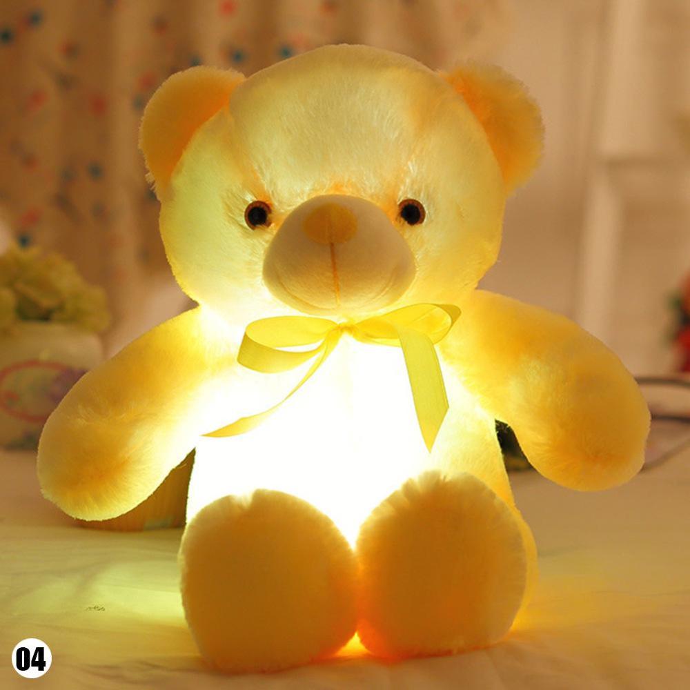 Timekey Boneka Plush Beruang Dengan Lampu LED Warnawarni Ukuran 30cm F7Y9