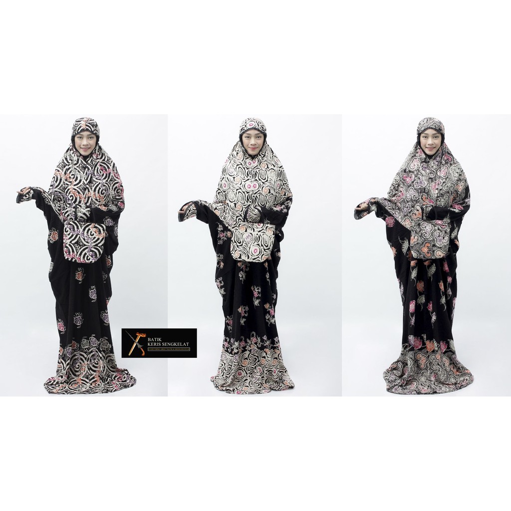 Mukena Batik Lajur Cap Hitam Original ILZ Pekalongan