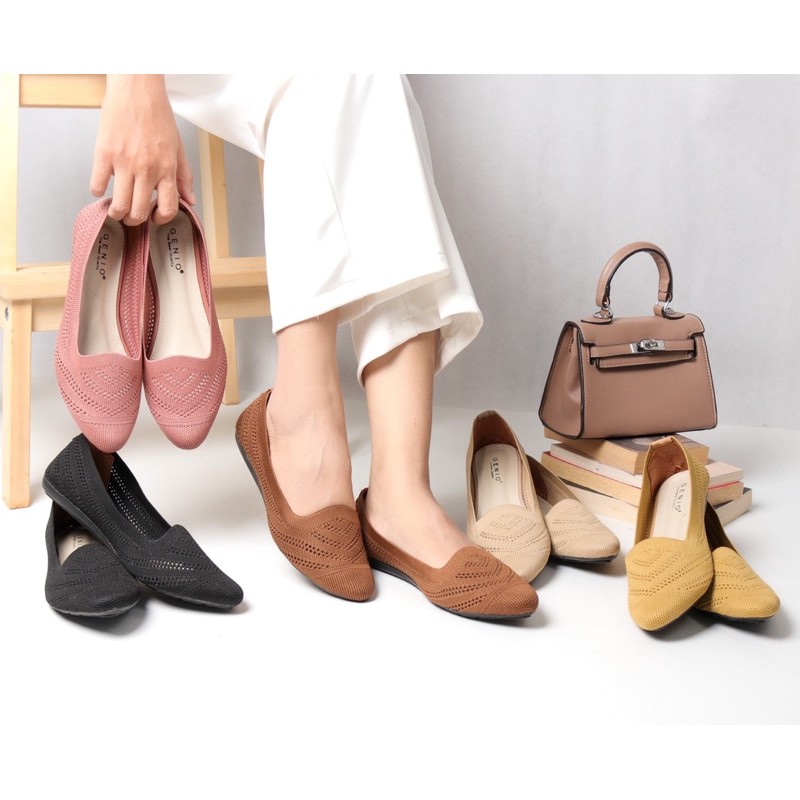 Diskon (ATM) SEPATU FLAT WANITA RAJUT IMPORT GENIO E39 Terkini Termuurah 2026