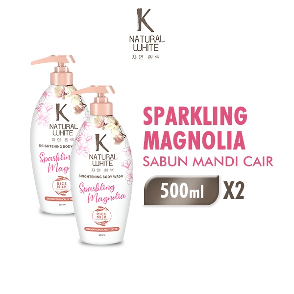 K Natural White Sabun Mandi Cair Magnolia Botol 500 ml x2
