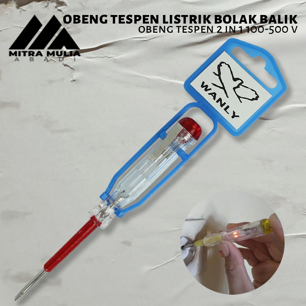 Obeng Bolak Balik Testpen CHROME Tespen Medium 16cm | obeng tespen listrik bolak balik | obeng tespen 2 in 1 100-500 v