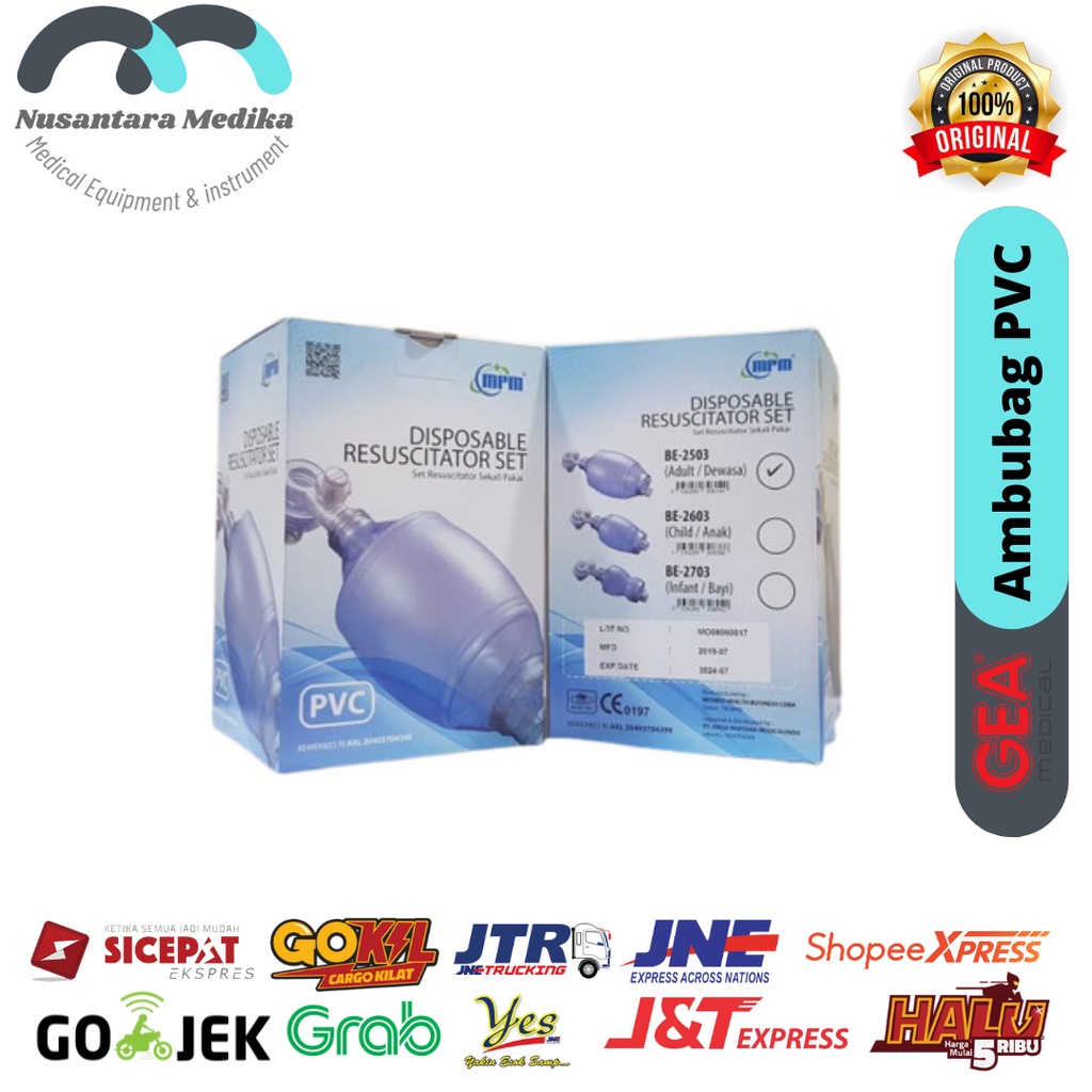 AMBUBAG MPM RESUCITATOR DEWASA PVC / ANAK / BAYI