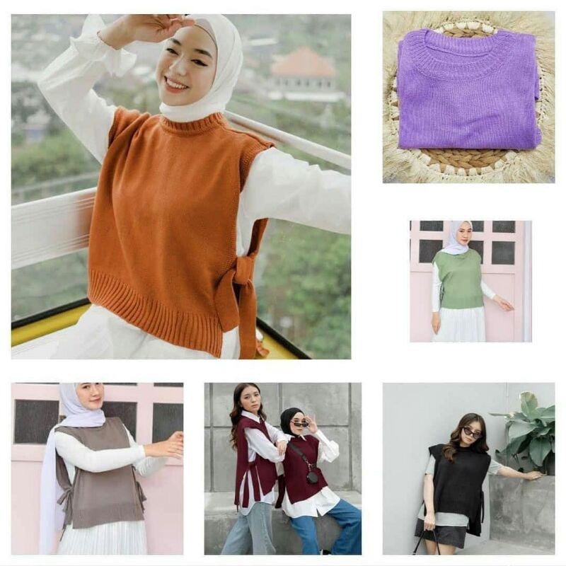 Rompi Andin XL OVERSIZE rompi rajut | Cardigan Rajut | Outer rajut | Rompi tali rajut wanita |