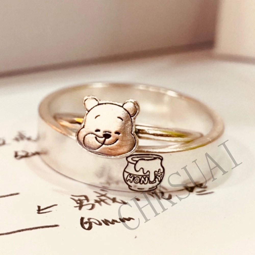 Cincin Pasangan Desain Kartun Winnie Lucu