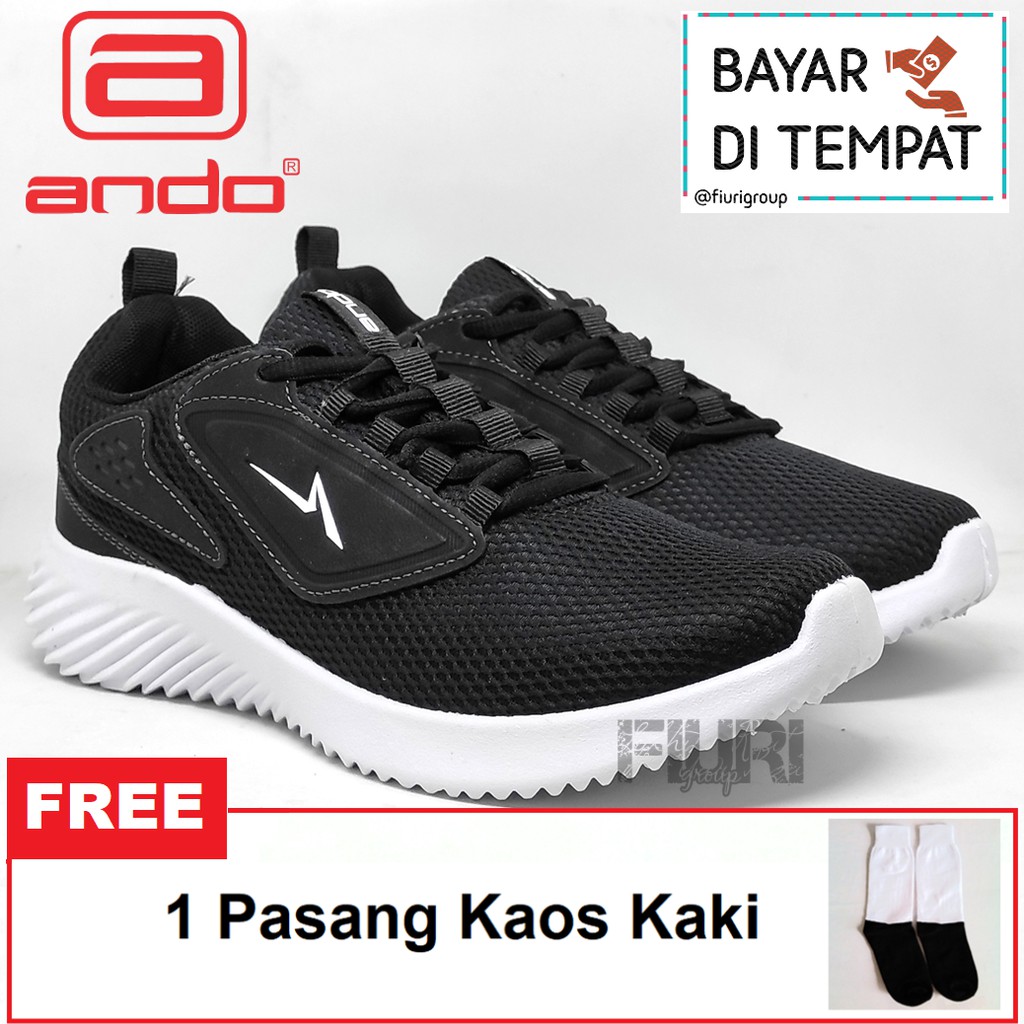 FIURI - ANDO ORIGINAL - ZIKO 39-43 HITAM PUTIH - SEPATU SNEAKERS SPORT KANVAS SOL KARET ANAK LAKI-LAKI - SEPATU KETS TRENDY PRIA DEWASA - SEPATU OLAHRAGA LARI FITNES SENAM KERJA KULIAH SEKOLAH SD SMP SMA BERTALI COWOK MURAH PROMO DISKON BONUS KAOS KAKI