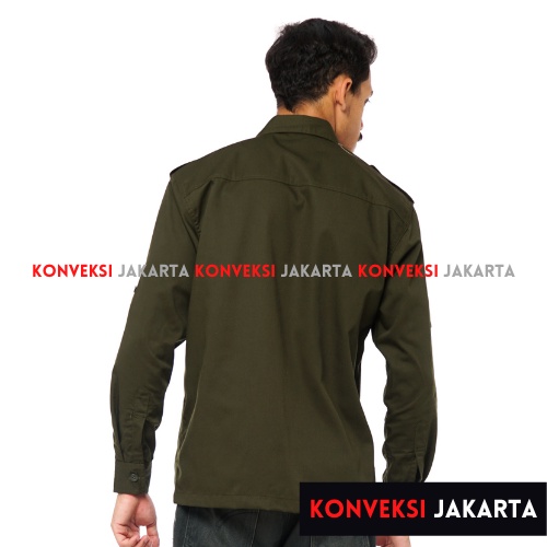 Baju Kemeja PDL Lengan Panjang Pria - Seragam Pakaian Kerja Dinas Lapangan Outdoor Gunung Warna Hijau Army - Konveksi Jakarta Official