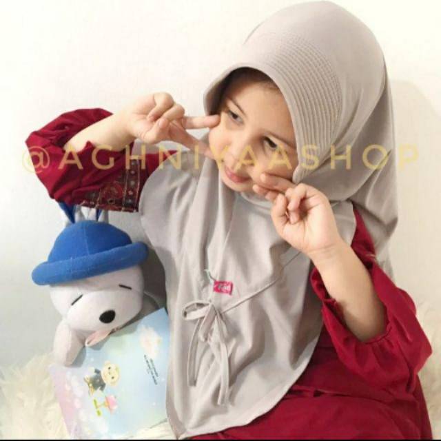 [Hijab Anak] Lulu Kids Ghea Polos Dan Motif / Jilbab anak pita depan stella