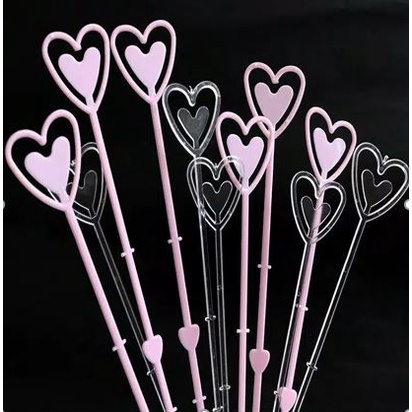 TOPPRICE STICK KARTU PLASTIK BENTUK PERSEGI / LOVE TRANSPARAN ECER PER TANGKAI / PLASTIC STICK CARD HOLDER KB16