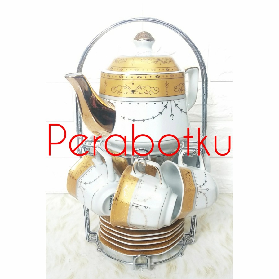 [ KHUSUS GOSEND/GRAB ] Tea Set Vicenza C-78 / Cangkir Set Teko Keramik