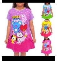 Dress Anak Perempuan BTS BT21 / Daster  gambar BTS Anak