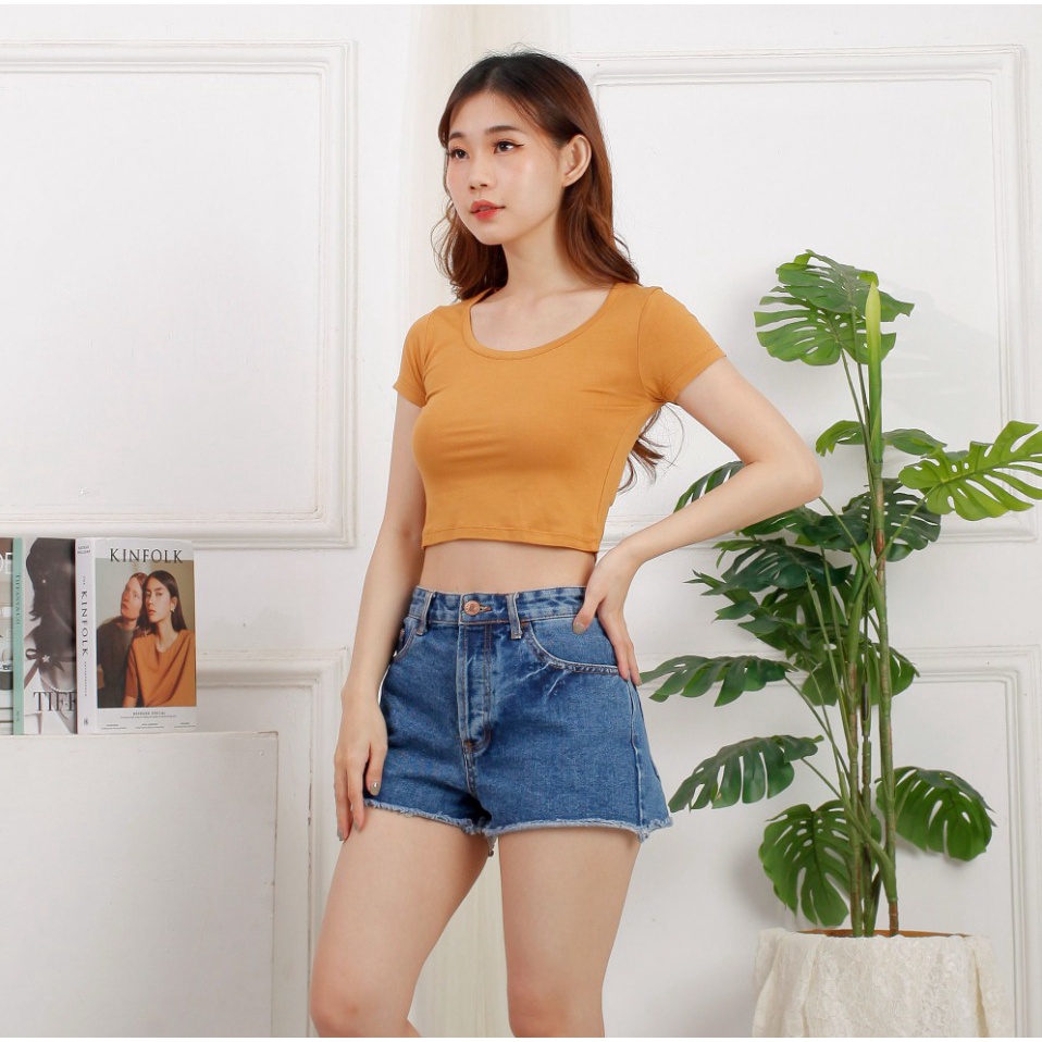 CAVALU Korean Crop Top Sexy Kaos Baju Atasan Wanita 083