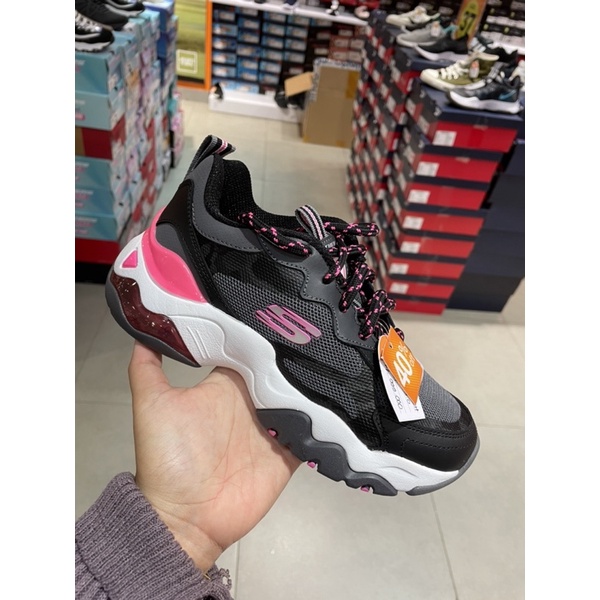 Skechers D'Lites 3.0 Air - Fantastic Vision Women's Sneakers Shoes - BLACK/HOT PINK