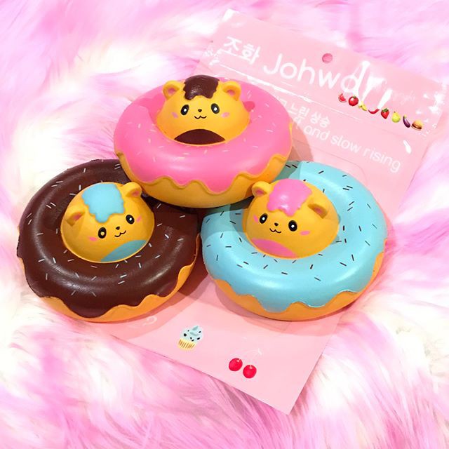 DONUT HAMSTER SQUISHY / johwa cute new rare ibloom slime new pom pom