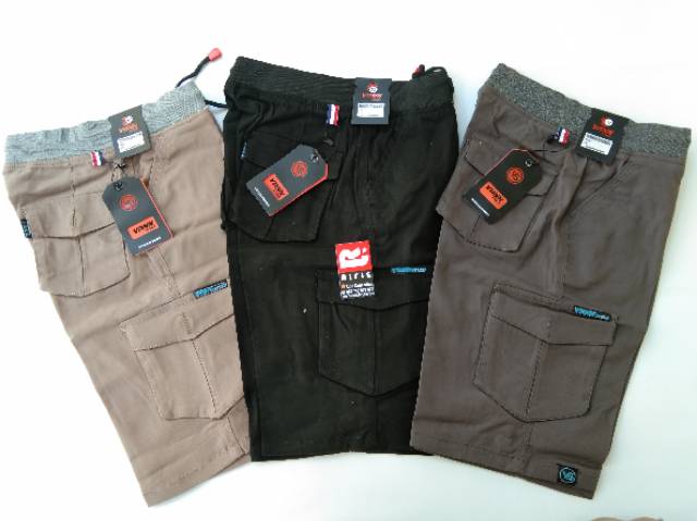 CELANA PENDEK CARGO PINGGANG KARET PREMIUM SIZE 28-44