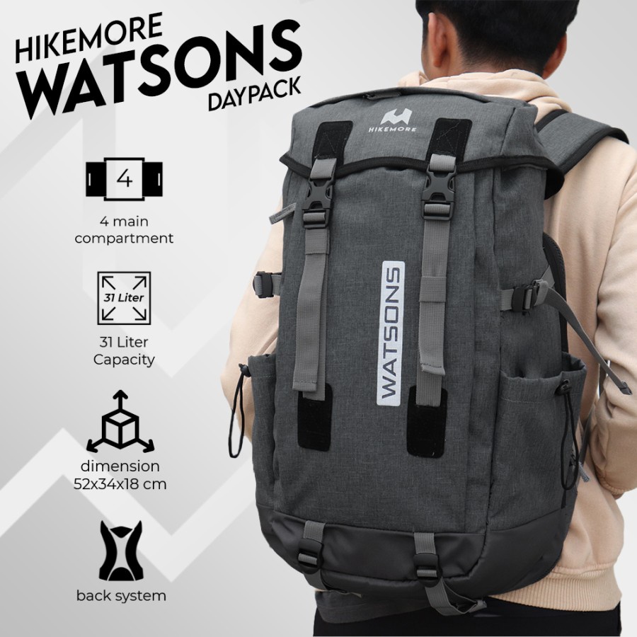 Hikemore Watsons Tas Ransel Daypack Outdoor Pria Wanita Original