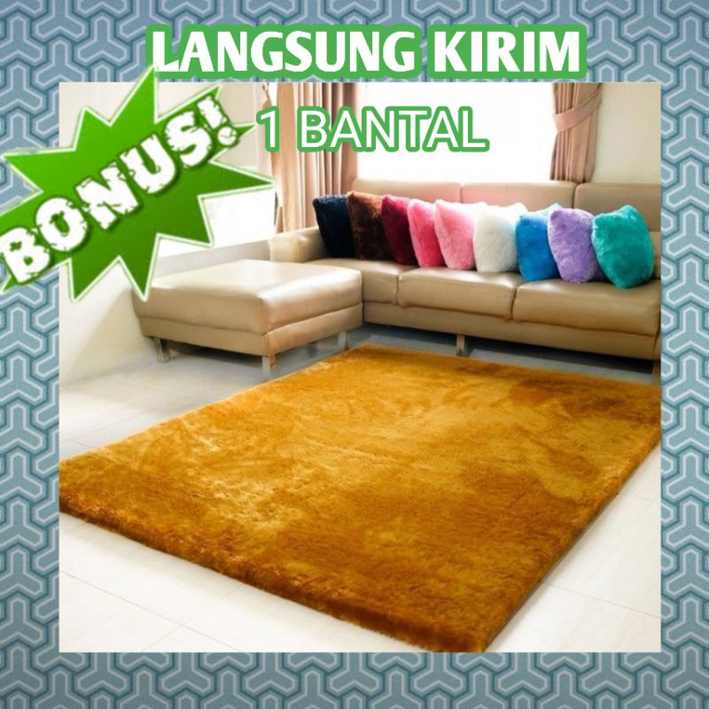 KARPET BULU 150X200X4,5 BONUS BANTAL KARPET BULU KAMAR TIDUR KARPET BULU TEBAL JUMBO