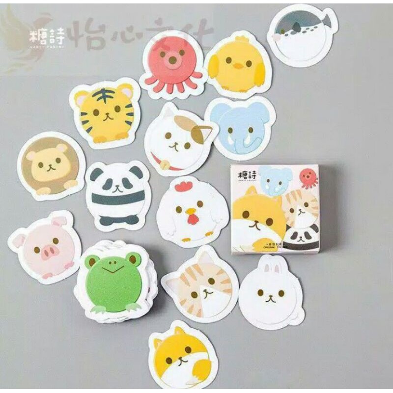 

45pcs aesthetic stiker box kartun hewan lucu utk dekorasi scrapbook/album