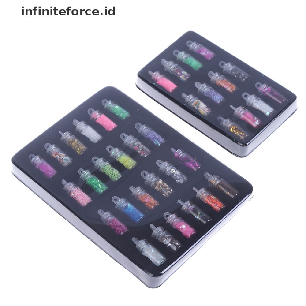 Infiniteforce.id 12 / 24 / 48 Botol / set Manik Sequin Glitter Epoxy Resin Dekorasi Nail Art