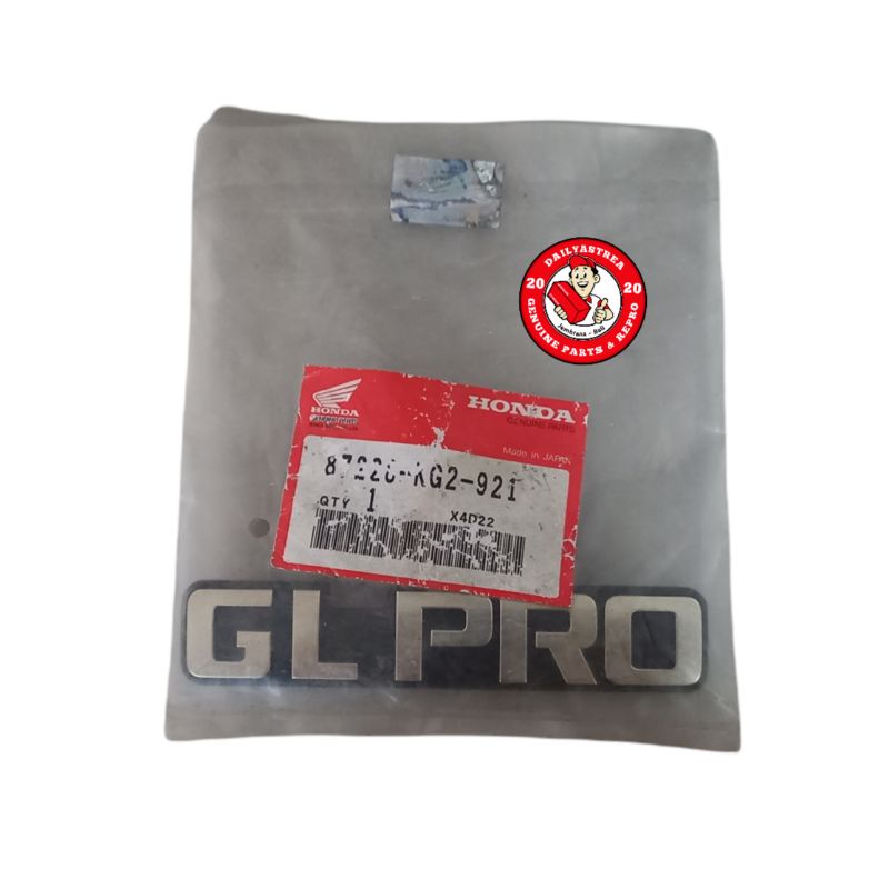 SIMBOL LOGO EMBLEM BOX TUTUP AKI HONDA GLPRO GL PRO NEOTECH ORIGINAL ASLI 87228-KG2-921