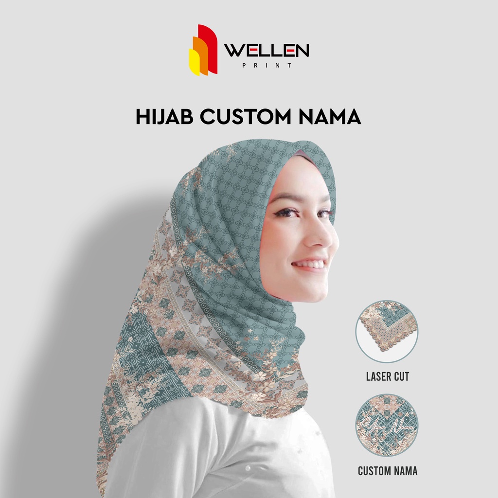 WELLEN PRINT -  Cetak Hijab scarf voal ultrafine premium / jilbab print custom nama logo brand