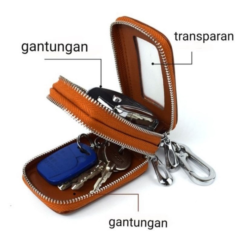 Dompet Kulit Asli Remote Keyless Mobil Double Zipper Dan Single Zipper