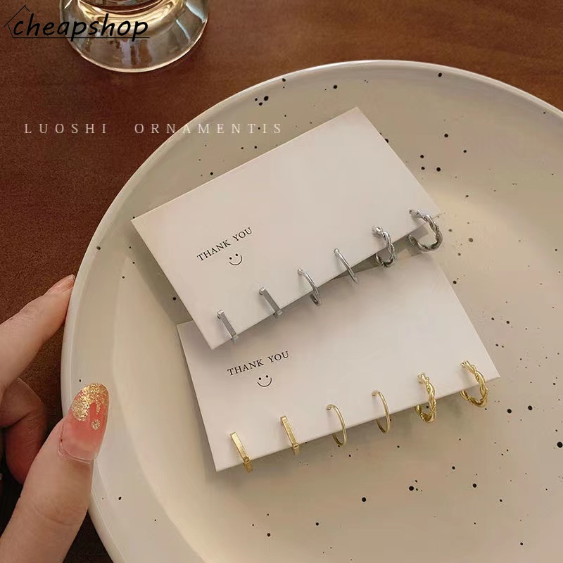 IFYOU 3pcs / set Anting Stud Bentuk Lingkaran Warna Silver Gaya Korea Untuk Wanita
