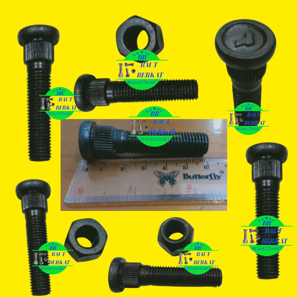 baut roda toyota kijang baja hitam panjang 6cm baut mur roda kijang panjang 6 cm 60mm baja hitam