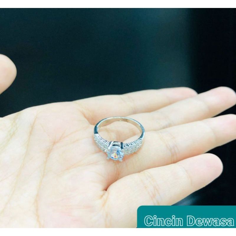 Cincin xuping silver lapis emas permata putih mata satu