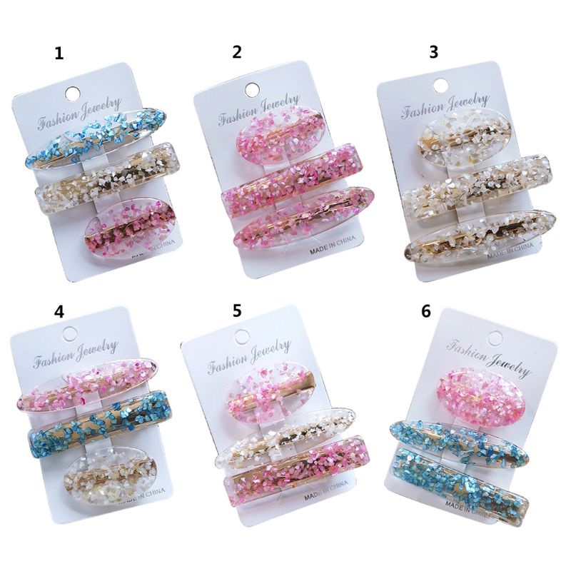 Siy 3pcs / Set Jepit Rambut Barrette Asam Asetat Warna Permen Untuk Wanita