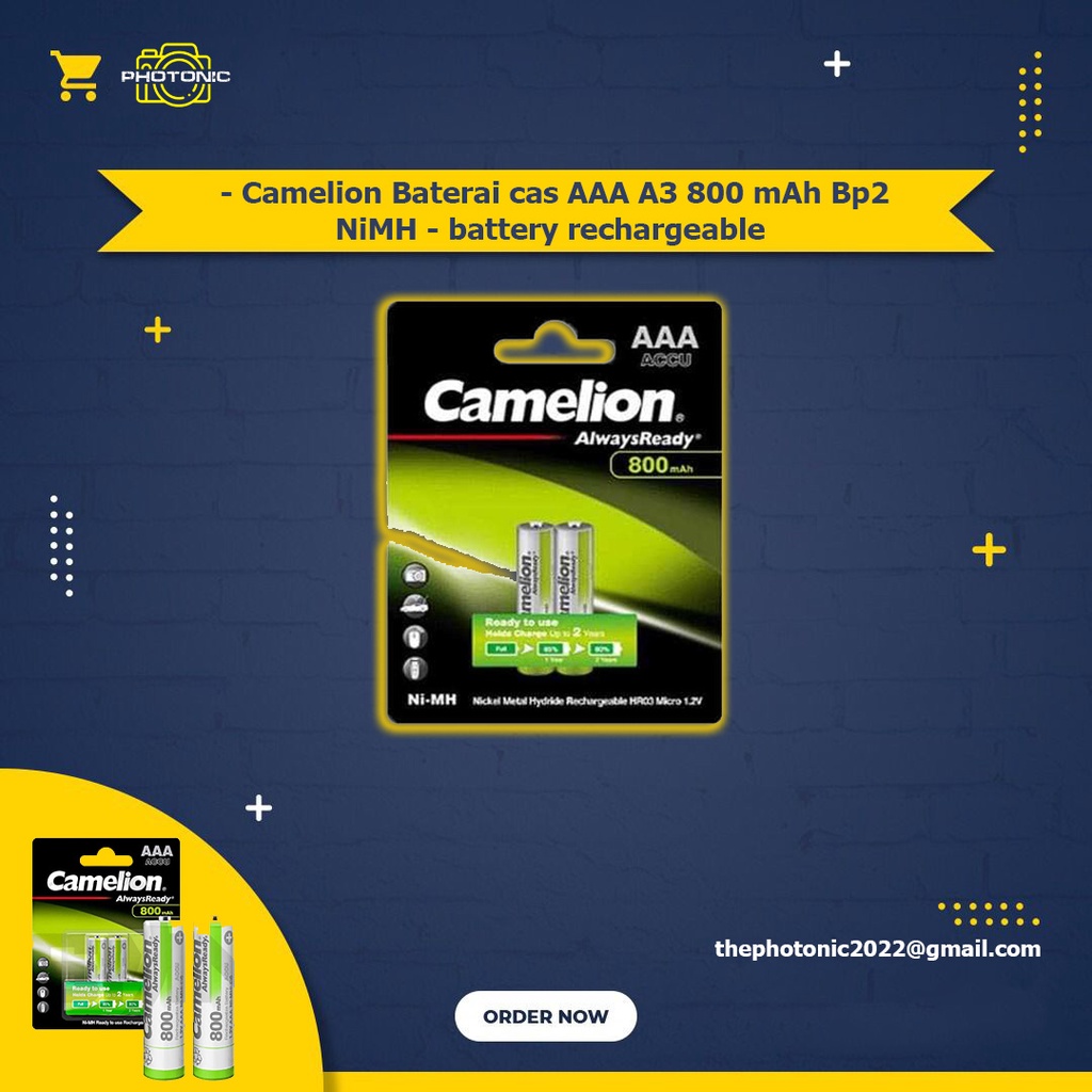 Camelion Baterai cas AAA A3 800 mAh Bp2 - NiMH - battery rechargeable
