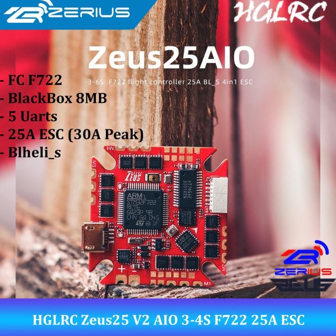 HGLRC Zeus25 V2 FC AIO 3-4S F722 25A ESC 4in1 Flight Controller