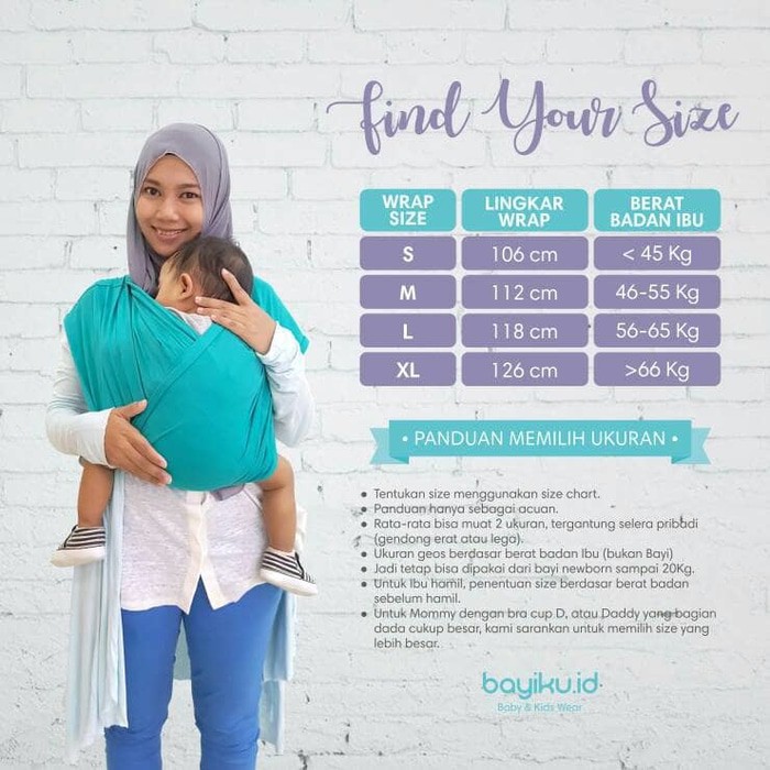 Bayiku Upgrade EXTRA LARGE (XL)  Geos 2in1 With Sashbelt Instant Baby Wrap Sash Belt Gendongan Bayi WHS