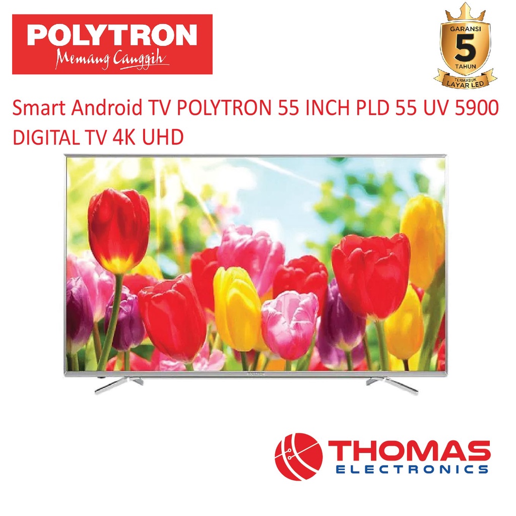Smart Android TV POLYTRON PLD 55 UV 5900 55 INCH PLD 55UV5900 DIGITAL TV 4K UHD Garansi Resmi