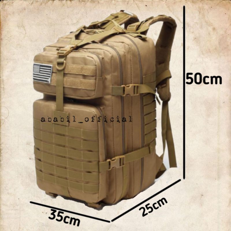 RANSEL ARMY SEMI MILITER 50L free 1 logo random