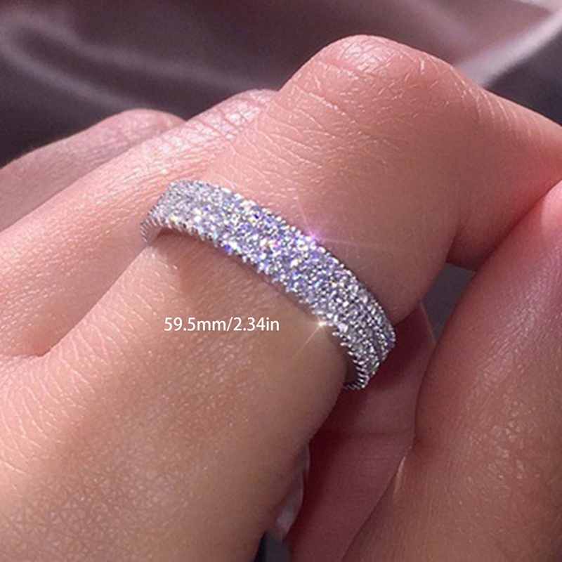 Cincin Zircon Berlian Imitasi Warna Silver Untuk Wanita