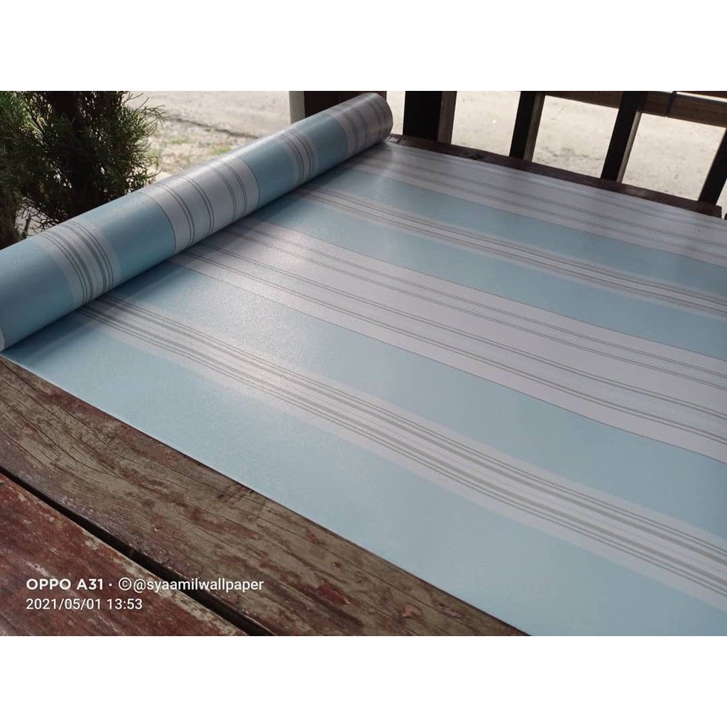 Wallpaper Murah - Wallpaper Dinding Stiker Dinding - Wallpaper Dinding Minimalis - Motif Garis Biru2