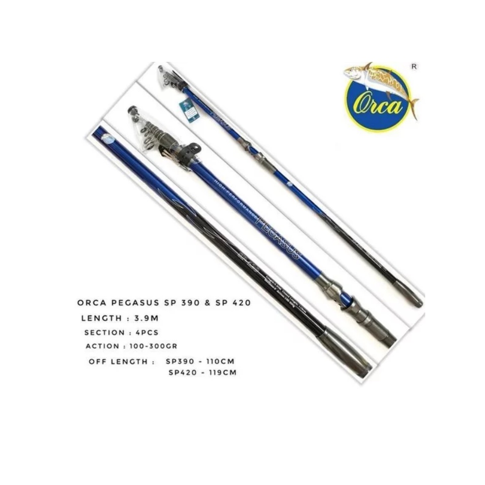 Joran pancing carbon kaku Orca Pegasus 390 cm. 420 cm. 450 cm.