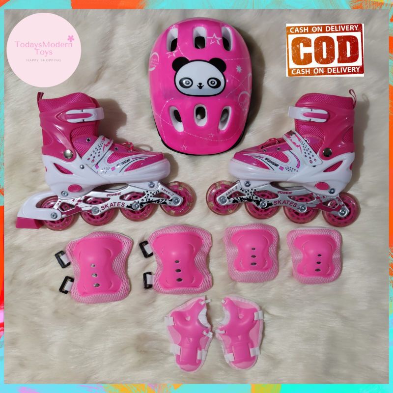 Sekombinasi putih / Pink kombinasi hitam. Terimapatu Roda Fullset Lengkap Dekker+Helm / Inline Skate Bisa Model BAJAJ