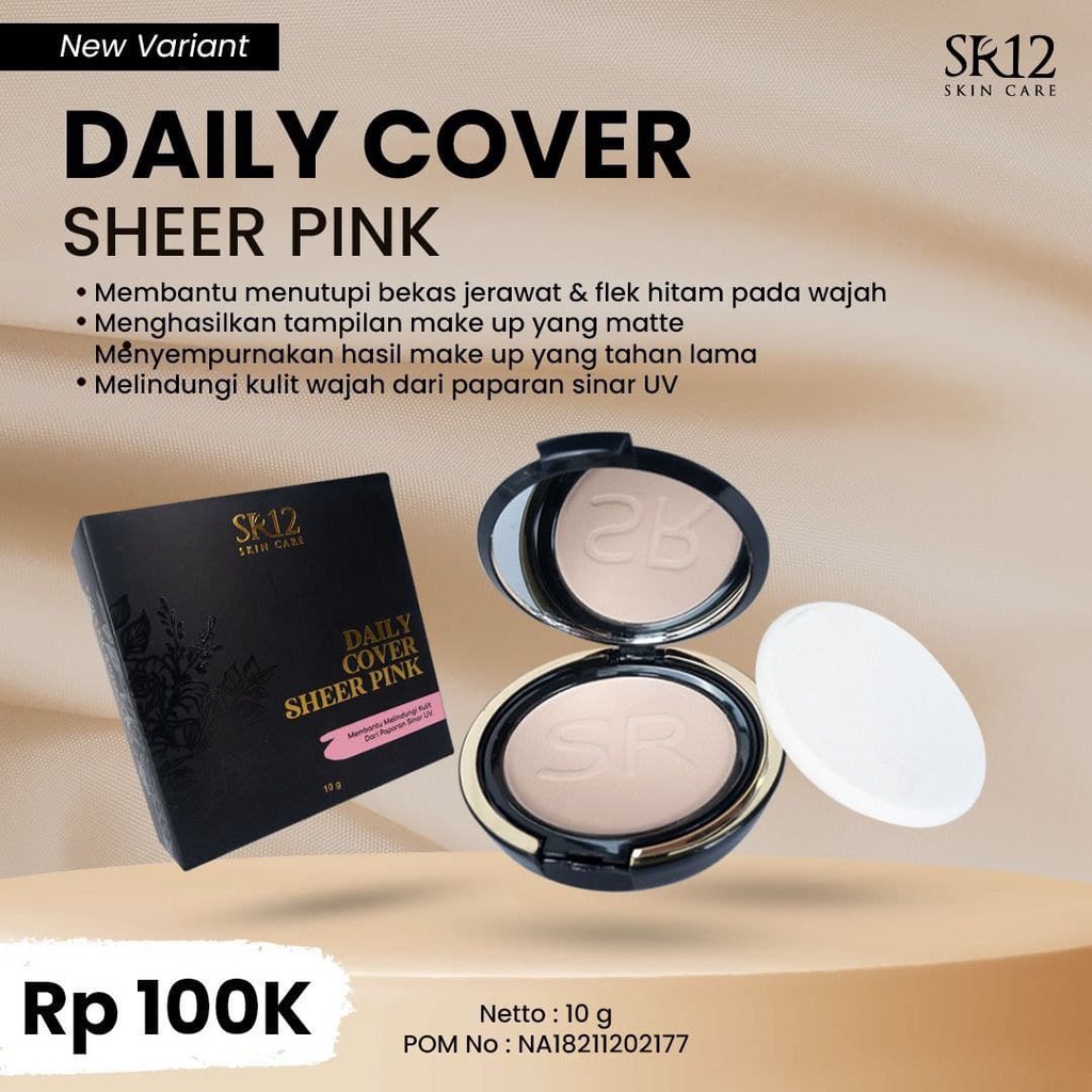 BEDAK SR12 EXCLUSIVE COMPACT POWDER SR12 NATURAL &amp; SHEER PINK Halal BPOM