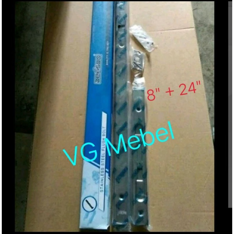 Grendel Tanam - Slot Selot Pintu Kupu Tarung 8" + 24" Stainless Steel Merk DEKSON