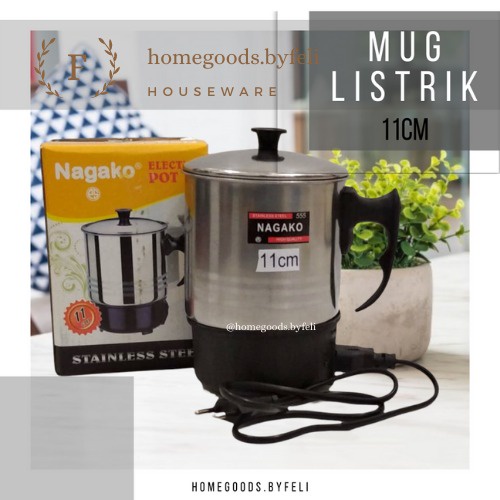 TEKO MUG LISTRIK PEMANAS REBUS TEH KOPI AIR STAINLESS STEEL