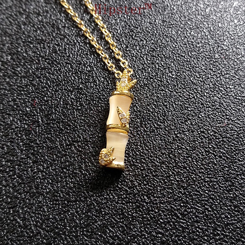 Hot Sale Retro Characteristic Personality 24K Gold Bamboo Necklace Pendant