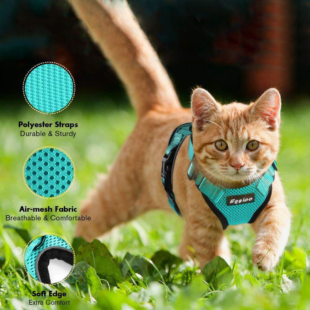 [Elegan] Cat Harness Reflektif Berjalan Escape Proof Lembut Perlengkapan Hewan Peliharaan